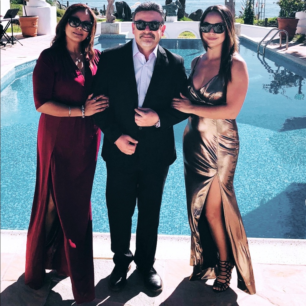 ✨✨Gold Metallic Long Open Leg Dress